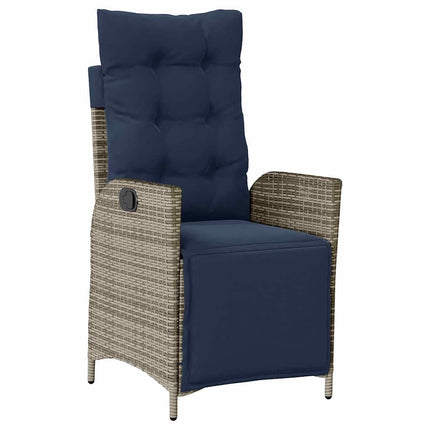 Trädgårdsmöbelset med kudde 3 pcs Grå och svart Rotting