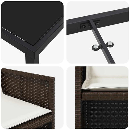 Trädgårdsmöbelset 5 pcs Brun konstrotting