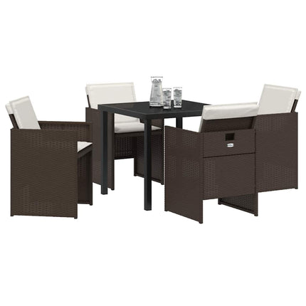 Trädgårdsmöbelset 5 pcs Brun konstrotting