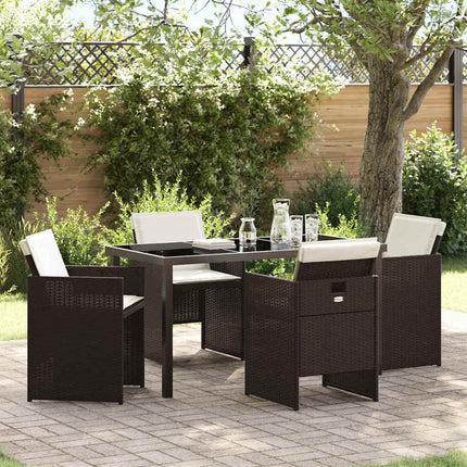 Trädgårdsmöbelset 5 pcs Brun konstrotting