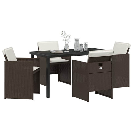 Trädgårdsmöbelset 5 pcs Brun konstrotting