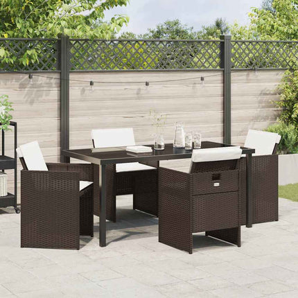 Trädgårdsmöbelset 5 pcs Brun konstrotting