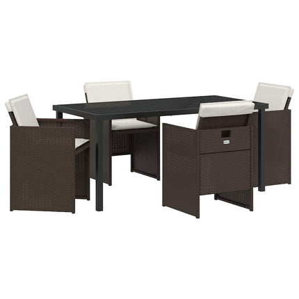 Trädgårdsmöbelset 5 pcs Brun konstrotting