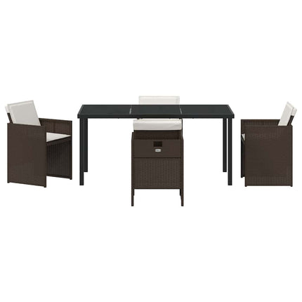 Trädgårdsmöbelset 5 pcs Brun konstrotting
