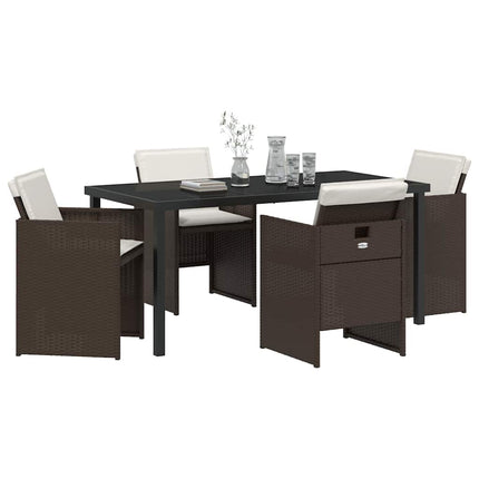 Trädgårdsmöbelset 5 pcs Brun konstrotting