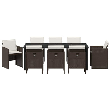 Trädgårdsmöbelset 9 pcs Brun konstrotting