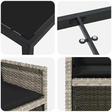 Trädgårdsmöbelset 5 pcs Ljusgrå konstrotting