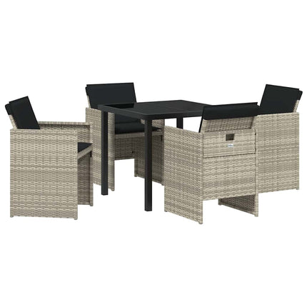 Trädgårdsmöbelset 5 pcs Ljusgrå konstrotting
