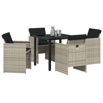 Trädgårdsmöbelset 5 pcs Ljusgrå konstrotting