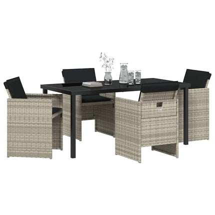 Trädgårdsmöbelset 5 pcs Ljusgrå konstrotting