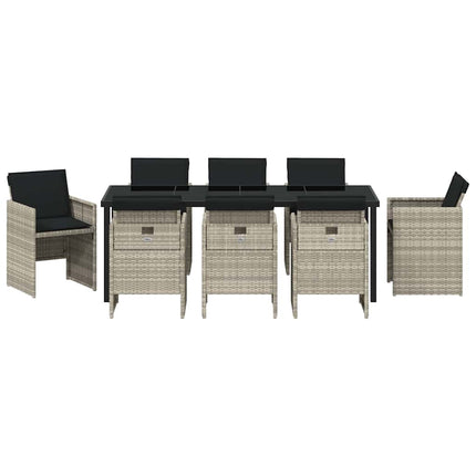 Trädgårdsmöbelset 9 pcs Ljusgrå konstrotting