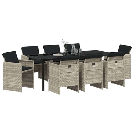 Trädgårdsmöbelset 9 pcs Ljusgrå konstrotting