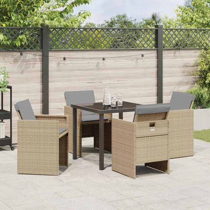 Trädgårdsmöbelset 5 pcs Beige konstrotting