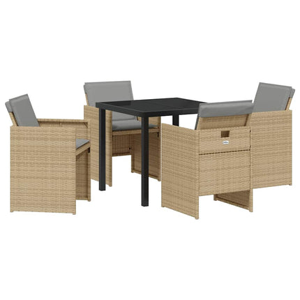 Trädgårdsmöbelset 5 pcs Beige konstrotting