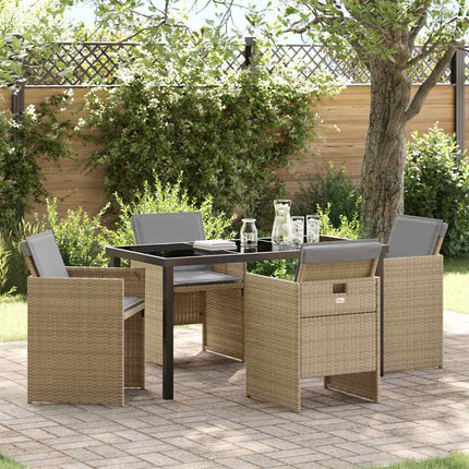 Trädgårdsmöbelset 5 pcs Beige konstrotting