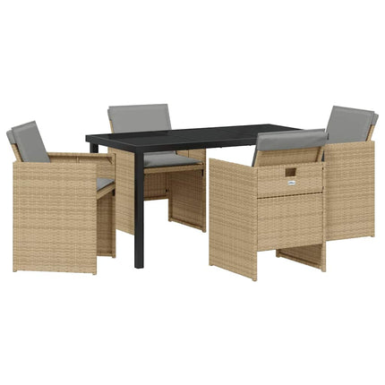 Trädgårdsmöbelset 5 pcs Beige konstrotting