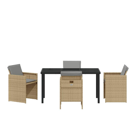 Trädgårdsmöbelset 5 pcs Beige konstrotting