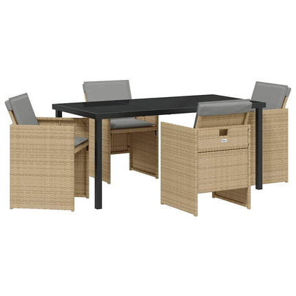 Trädgårdsmöbelset 5 pcs Beige konstrotting