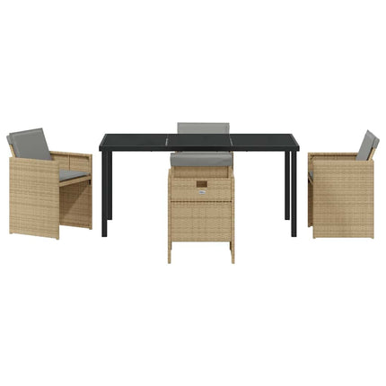 Trädgårdsmöbelset 5 pcs Beige konstrotting