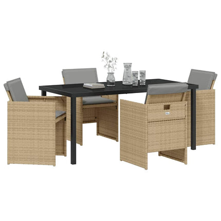 Trädgårdsmöbelset 5 pcs Beige konstrotting