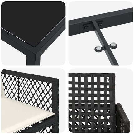 Trädgårdsmöbelset 5 pcs Svart konstrotting