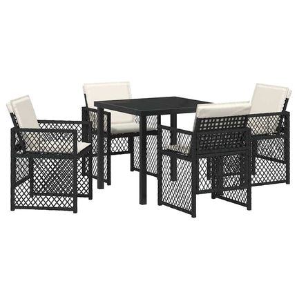 Trädgårdsmöbelset 5 pcs Svart konstrotting