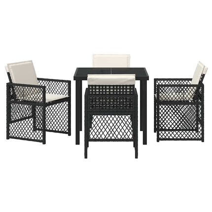 Trädgårdsmöbelset 5 pcs Svart konstrotting