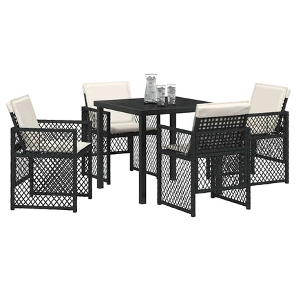 Trädgårdsmöbelset 5 pcs Svart konstrotting