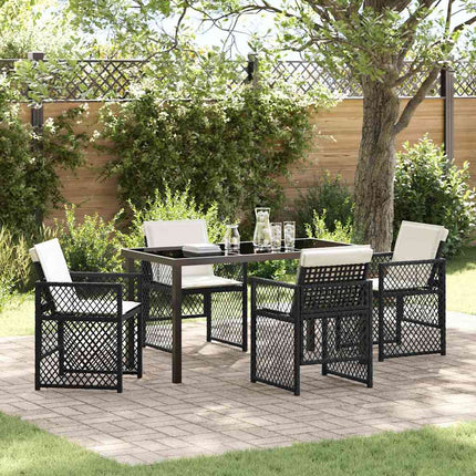 Trädgårdsmöbelset 5 pcs Svart konstrotting