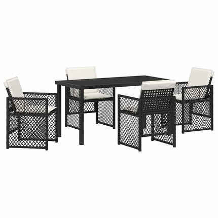 Trädgårdsmöbelset 5 pcs Svart konstrotting