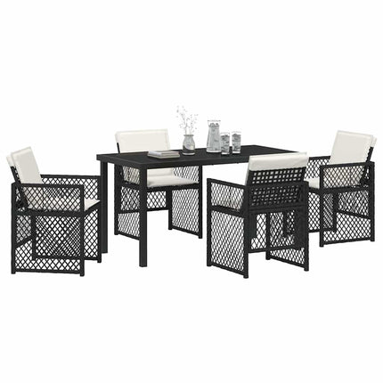 Trädgårdsmöbelset 5 pcs Svart konstrotting