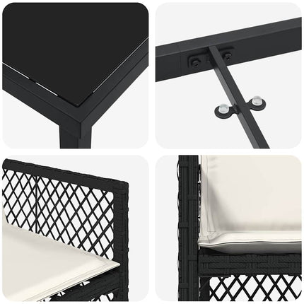 Trädgårdsmöbelset 5 pcs Svart konstrotting