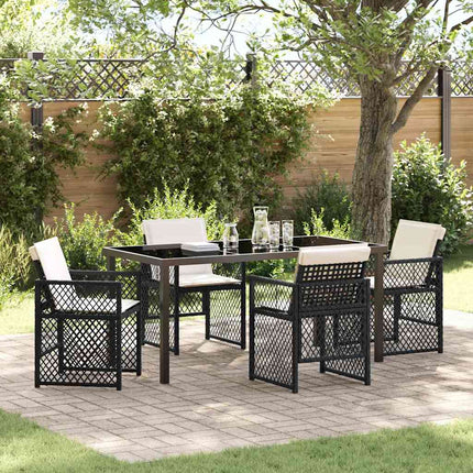 Trädgårdsmöbelset 5 pcs Svart konstrotting