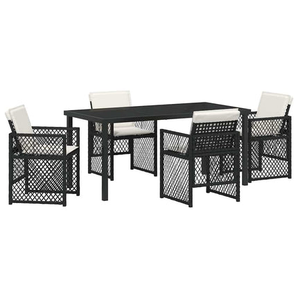 Trädgårdsmöbelset 5 pcs Svart konstrotting