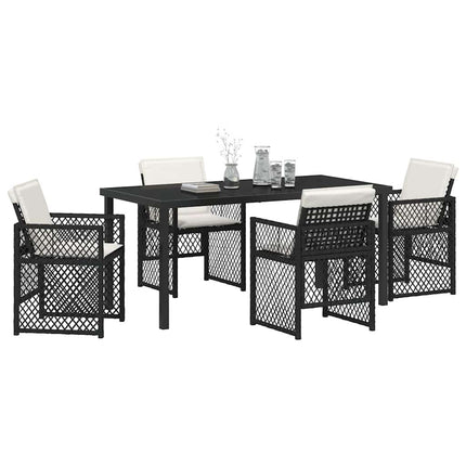 Trädgårdsmöbelset 5 pcs Svart konstrotting