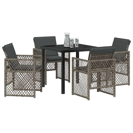 Trädgårdsmöbelset 5 pcs Grå konstrotting