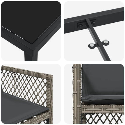 Trädgårdsmöbelset 5 pcs Grå konstrotting