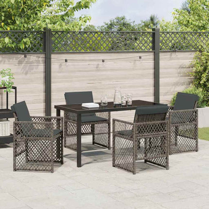 Trädgårdsmöbelset 5 pcs Grå konstrotting