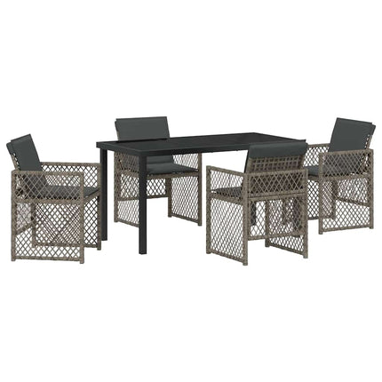 Trädgårdsmöbelset 5 pcs Grå konstrotting