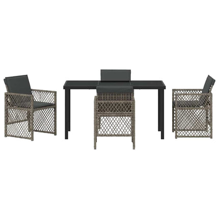 Trädgårdsmöbelset 5 pcs Grå konstrotting