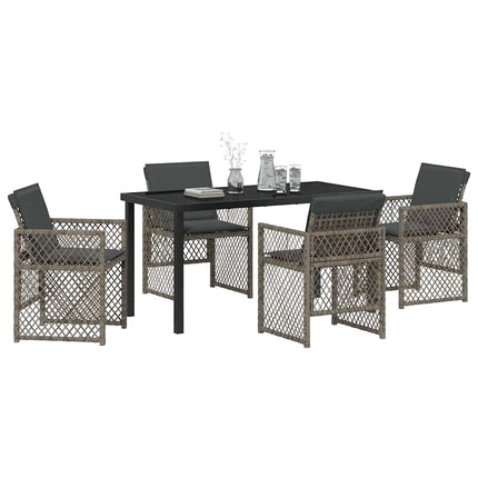 Trädgårdsmöbelset 5 pcs Grå konstrotting