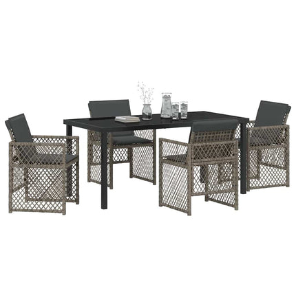 Trädgårdsmöbelset 5 pcs Grå konstrotting