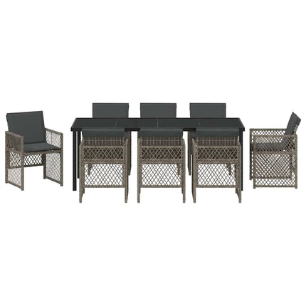 Trädgårdsmöbelset 9 pcs Grå konstrotting