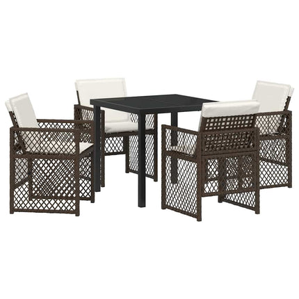 Trädgårdsmöbelset 5 pcs Brun konstrotting