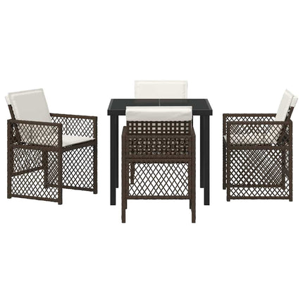 Trädgårdsmöbelset 5 pcs Brun konstrotting