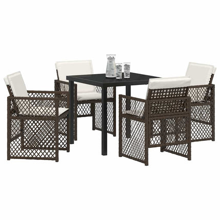Trädgårdsmöbelset 5 pcs Brun konstrotting