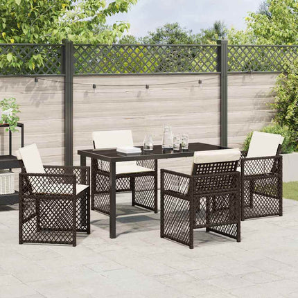 Trädgårdsmöbelset 5 pcs Brun konstrotting
