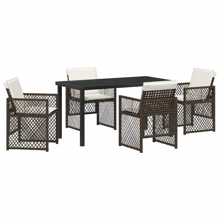 Trädgårdsmöbelset 5 pcs Brun konstrotting