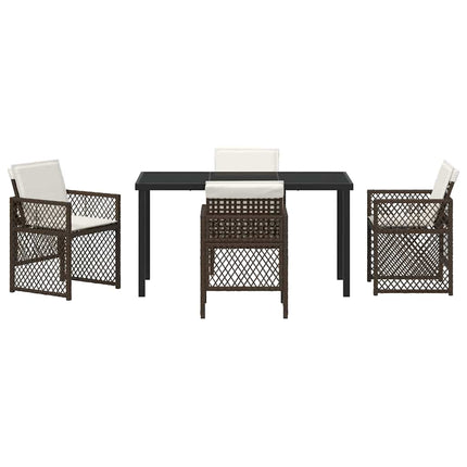 Trädgårdsmöbelset 5 pcs Brun konstrotting