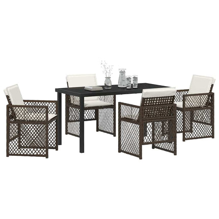Trädgårdsmöbelset 5 pcs Brun konstrotting